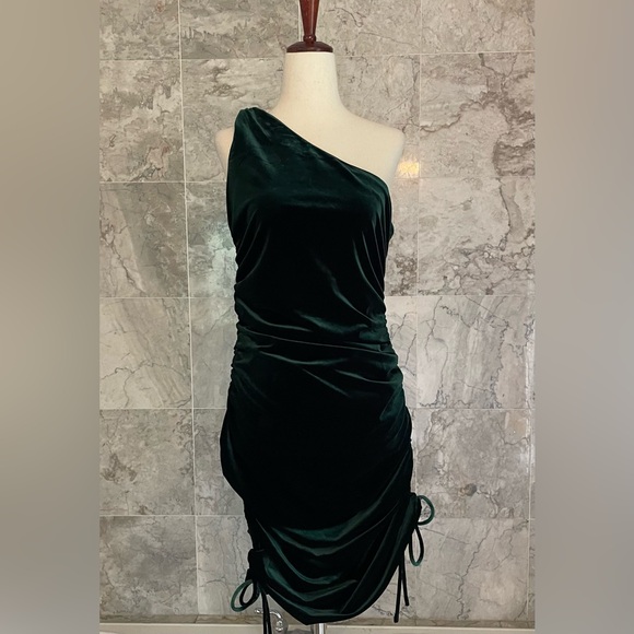 House of Harlow 1960 Velvet One Shoulder Ruched Dress - Picture 2 of 8